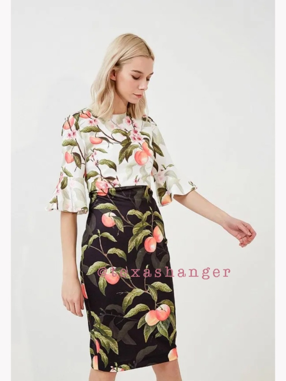 Ted Baker NWT Areea Midi Dress Size 8 Peach Blossom Print - Picture 2 of 16
